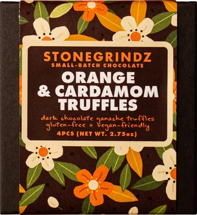 Orange & Cardamom Dark Chocolate Truffles, 4-pack