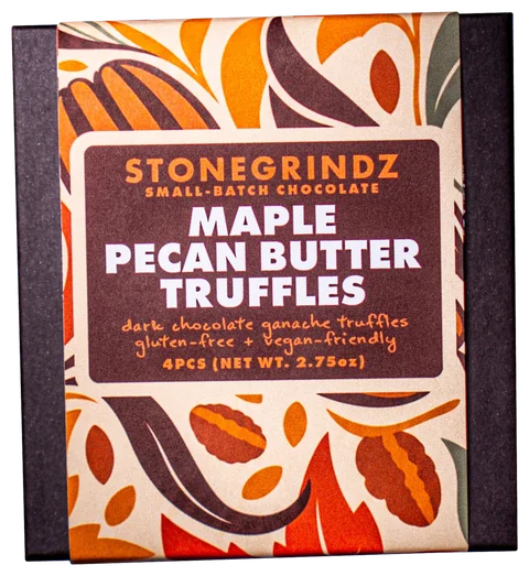 Maple Pecan Butter Dark Chocolate Ganache Truffles